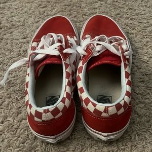 fancy red and white checkered vans, size 9.5 lightly worn, comfy cute